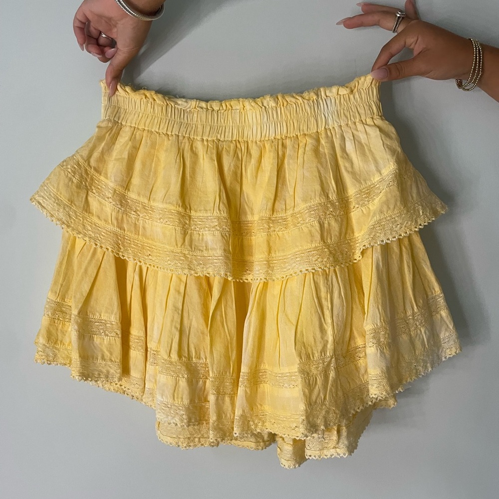 Love Shack Fancy Ruffle Skirt in Pastel Yellow Medium